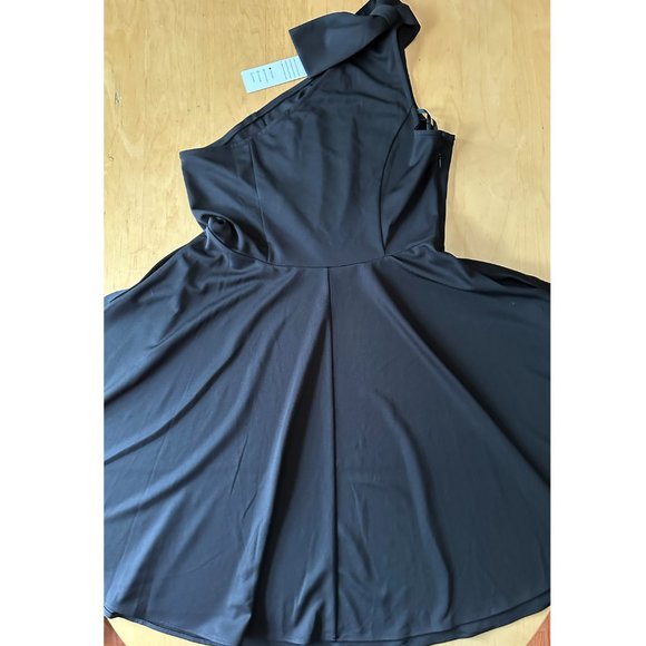 JASAMBAC One Shoulder Bow Black A-line Cocktail Party Dress with Pockets XL - Picture 5 of 11